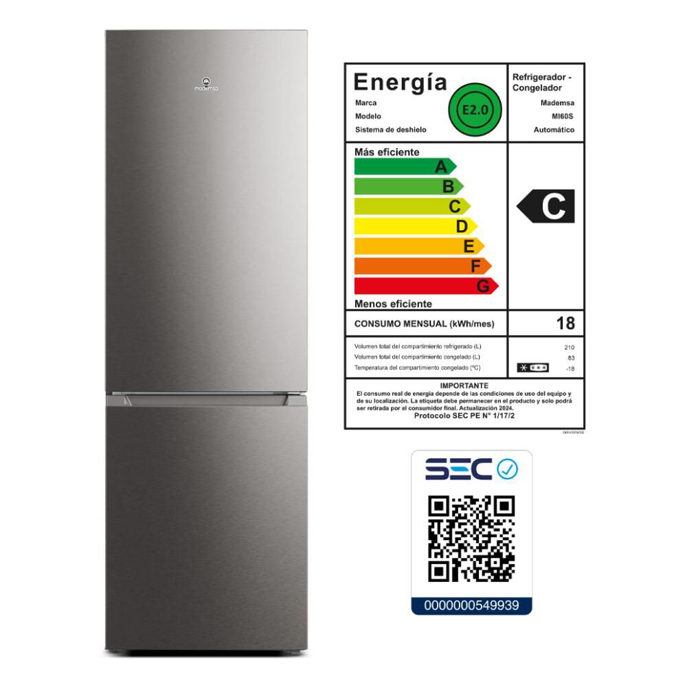 Refrigerador Bottom Freezer Mademsa Mi60s / No Frost / 293 Litros / C image number 9.0